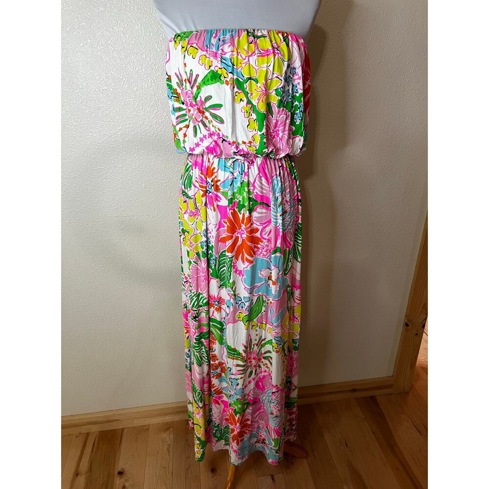 Lilly Pulitzer X Target floral vibrant colorful strapless maxi dress WOMENS XL